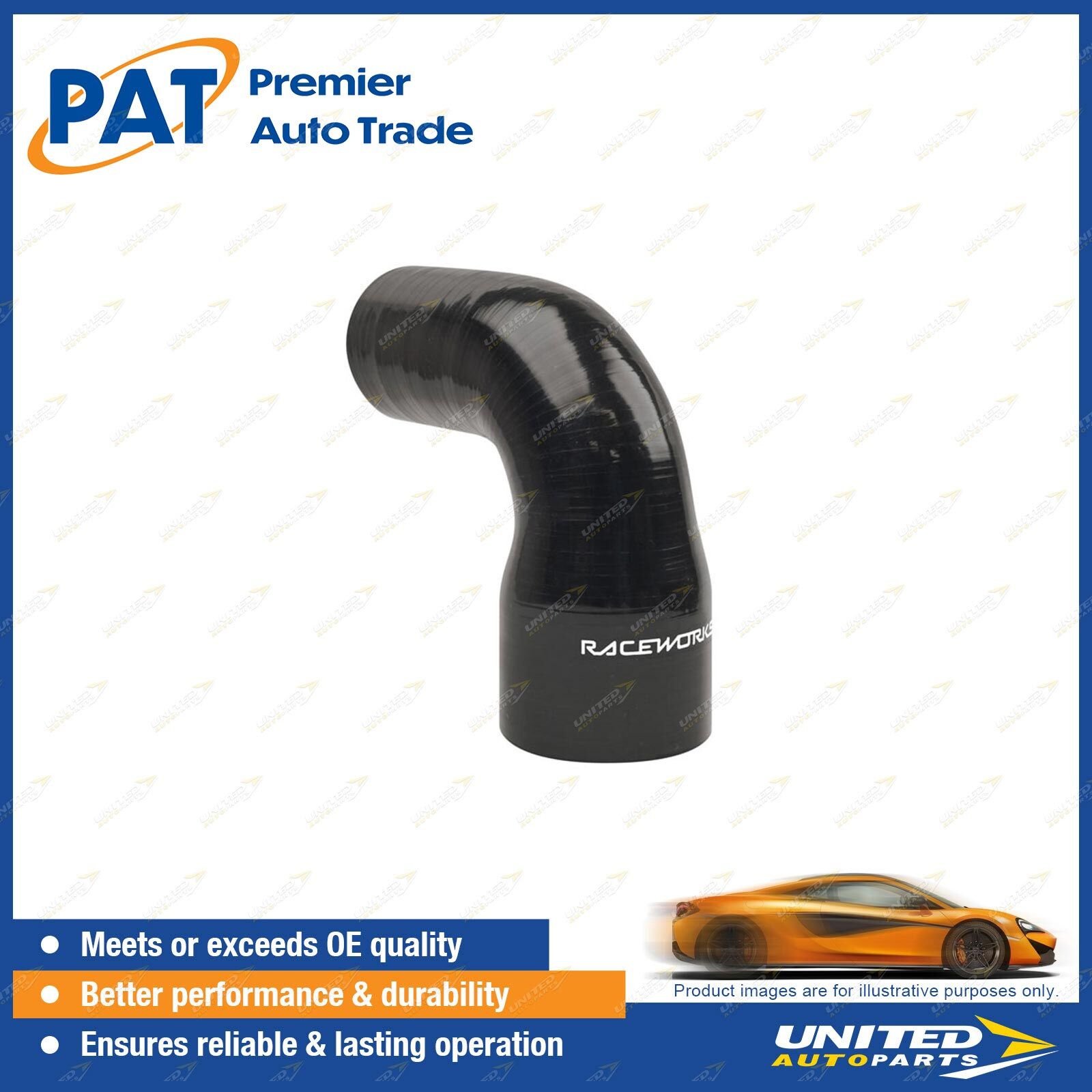 Raceworks 90 Degree Silicone Reducer Elbow - 3.0" To 4.0" (76mm To 102mm) Gloss Black - Universal Intercooler/Intake Hose