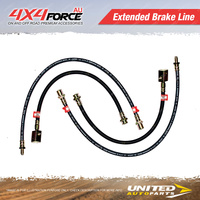 Front+Rear 80mm Extended Brake Hose for Toyota Hilux Petrol All Leaf Front 79-97