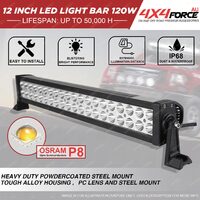 4X4FORCE 12 inch LED Driving Light Bar 120W EFFECT LUMENS 5520LM Osram Off Road