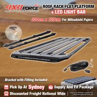 220x125cm Roof Rack Platform with Light Bar for Mitsubishi Pajero V97 V98 SYD