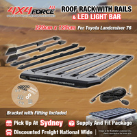 220x125 Roof Rack Platform with Light Bar & Rails for Toyota Landcruiser 76 SYD