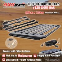 220x125cm Roof Rack Flat Platform with Light Bar & Rail for Isuzu MU-X 13-21 MEL
