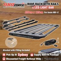 220x125cm Roof Rack Flat Platform with Light Bar & Rail for Isuzu MU-X 13-21 SYD