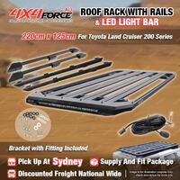 220x125 Roof Rack Platform with Light Bar & Rails for Toyota Landcruiser 200 SYD