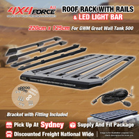 220x125cm Roof Rack Platform & Light Bar & Rails for GWM Great Wall Tank 500 SYD
