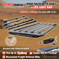 220x125cm Roof Rack Platform with LED Light Bar & Rails for Isuzu MU-X 22+ SYD
