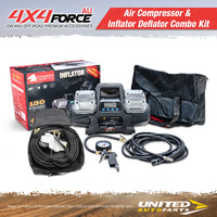 4X4FORCE V4 Air Compressor with Gauge & 4 Tyre Multi Inflator Deflator Combo Kit