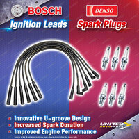 Bosch Leads +6 Denso Iridium TT Spark Plugs for Ford Fairlane Fairmont Falcon AU