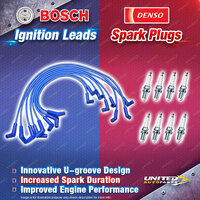 Bosch Ignition Leads + 8 x Denso Spark Plugs for Ford Fairlane NC LTD DC DF DL