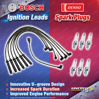 Bosch Super Sport Leads + 6 Denso Iridium TT Spark Plugs for Holden Commodore VL