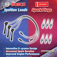 Bosch Ignition Leads + 6 x Denso TT Spark Plugs for Mitsubishi Pajero NS NT NP