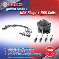 NGK Spark Plugs Coil + Bosch Leads Kit for Seat Cordoba 6K 1.6L AEE I4 8v 55kW
