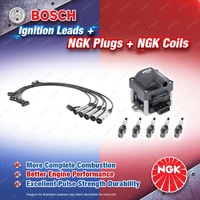 NGK Spark Plugs Coil + Bosch Leads Kit for Volkswagen Transporter Caravelle T4