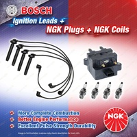 NGK Spark Plugs Coil + Bosch Leads Kit for Subaru Forester SG S11 SG9 2.5L EJ251