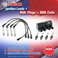 NGK Spark Plugs Coil + Bosch Leads Kit for Holden Rodeo RA TFR32 2.4L I4 8v 94kW