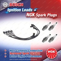 4 x NGK Spark Plugs + Bosch Ignition Leads Kit for Volkswagen Beetle 9C 2.0L BER