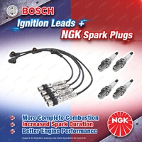 4 x NGK Spark Plugs + Bosch Ignition Leads Kit for Audi A3 8L 8P 1.6L I4 8v 75kW