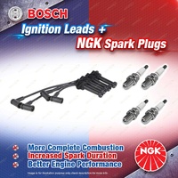 4 x NGK Spark Plugs + Bosch Ignition Leads Kit for Ford Fiesta WS WT 1.4L 1.6L