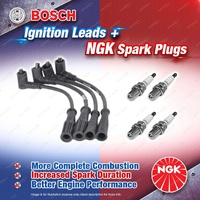 4 x NGK Spark Plugs + Bosch Ignition Leads Kit for Fiat 500 500C Panda Punto I4