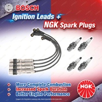 4 x NGK Spark Plugs + Bosch Ignition Leads Kit for Audi A1 8X 1.2L CBZA I4 8v