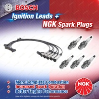 5 x NGK Spark Plugs + Bosch Leads Kit for Volkswagen Transporter Caravelle T4 70