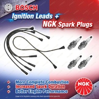 4 x NGK Spark Plugs + Bosch Leads Kit for Alfa Romeo Alfetta 2.0L AR01655 I4 8v