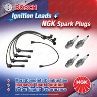4 x NGK Spark Plugs + Bosch Ignition Leads Kit for Daihatsu Feroza F300 F310 I4