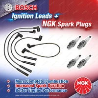 4 x NGK Spark Plugs + Bosch Ignition Leads Kit for BMW 318i E36 1.8L M40B18 I4