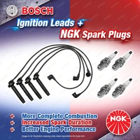 4 x NGK Spark Plugs + Bosch Ignition Leads Kit for Subaru Forester SG S11 SG9 F4