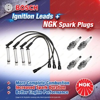 4 x NGK Spark Plugs + Bosch Ignition Leads Kit for Holden Rodeo RA TFR32 2.4L I4