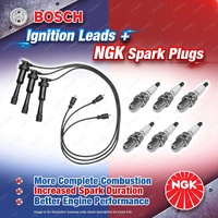 6 x NGK Spark Plugs + Bosch Ignition Leads Kit for Mitsubishi Pajero NJ NK 3.5L