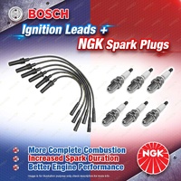 6 x NGK Spark Plugs + Bosch Ignition Leads Kit for Chrysler Grand Voyager RG RT