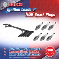 6 x NGK Spark Plugs + Bosch Ignition Leads Kit for MG ZS 180 2.5L 25K4F V6 24v