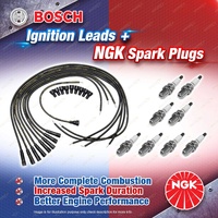 8 x NGK Spark Plugs + Bosch Ignition Leads Kit for Ford Galaxie 500 6.4L 390 V8
