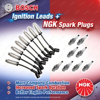 8x NGK Spark Plugs+Bosch Leads Kit for HSV Maloo R8 Senator SV300 SV99 VT VX VY