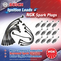 12 x NGK Spark Plugs + Bosch Leads Kit for Jaguar Sovereign XJ12 XJS XJSC V12
