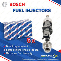 6 x Bosch Fuel Injectors for BMW 335i F30 E91 E92 E93 535i F07 F10 F11 3.0L I6