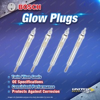 4 x Bosch Glow Plugs for Holden Jackaroo L1 Rodeo TF RA I4 Sheathed-Element