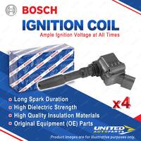 4 x Bosch Ignition Coils for Audi A4 B8 8K A5 8T 8F 1.8 L 125KW 03/2012-12/2017