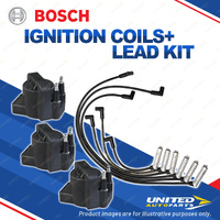 Bosch 3 Ignition Coils+Lead Kit Includes Heat Shields for Toyota Lexcen T4 T5 VS