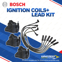 Bosch 3 Ignition Coils+Lead Kit for Holden Commodore VG VN Calais 3.8L V6 125KW