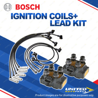 Bosch 2 Ignition Coils+Lead Kit for Ford Fairlane Falcon LTD AU1 AU2 AU3 4.9L V8