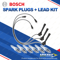 Bosch 6 Spark Plugs+Lead Kit for Mitsubishi Pajero NP V77W 3.8L V6 150KW 03-06
