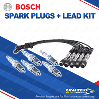 Bosch 5 Spark Plugs+Lead Kit for Volkswagen Bora TYPE 4 1J 2.3L V5 110KW 99-01