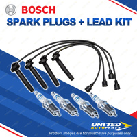 Bosch 4 Spark Plugs+Lead Kit for Subaru Forester SF SF5 2.0L F4 177KW 98-00