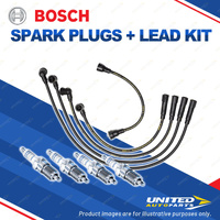 Bosch 4 Spark Plugs+Lead Kit for Mazda 323 BG BG6P BG6S 1.6L B6 I4 16V 89-97