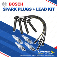 Bosch 4 Spark Plug+Lead Kit for Subaru Forester SF SF5 Legacy BE BE5 BH BH5 F4