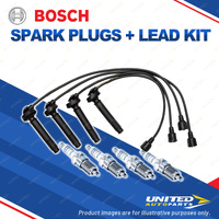 Bosch 4 Spark Plugs+Lead Kit for Subaru Forester SF SF5 Legacy BH BH5 2.0L F4