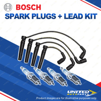 Bosch 4 Spark Plugs+Lead Kit for Holden Barina TK SA086 1.6L I4 77KW 05-11