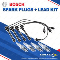 Bosch 4 Spark Plug+Lead Kit for Toyota Hilux RZN149R RZN154R RZN169R RZN174R I4